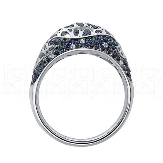 Фото - Кольцо из белого золота с цветными сапфирами и бриллиантами R9864-15316 (453)