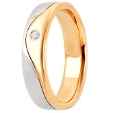 Кольцо двойное из цветного золота с бриллиантом из коллекции "Двойные обручальные кольца" R2500-3159 (242)