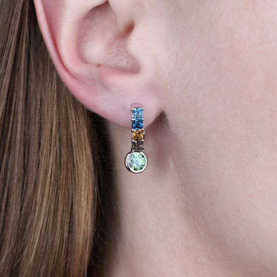 Фото - Серьги из белого золота с цветными сапфирами из коллекции "Акварель" E8671-15941 (420)