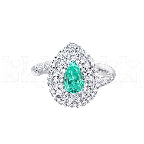 Фото - Кольцо из белого золота с изумрудом и бриллиантами из коллекции "580" R10242-16214 (580)