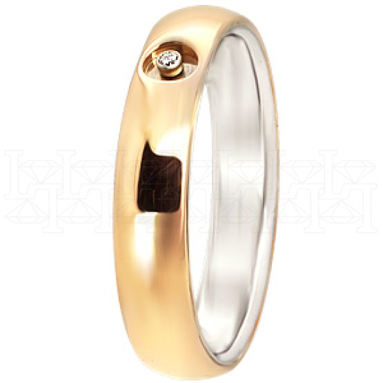 Фото - Кольцо двойное из цветного золота с бриллиантом из коллекции "Двойные обручальные кольца" R2485-3062 (242)