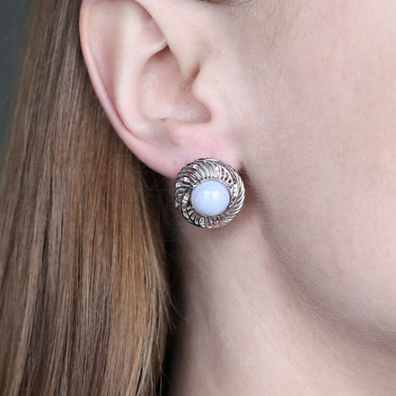 Фото - Серьги из белого золота с бриллиантами из коллекции "Шамора" E9713-14953 (452)