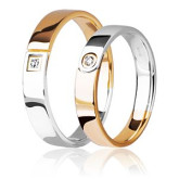 Кольцо обручальное из цветного золота с бриллиантом из коллекции "Парные обручальные кольца" VDR.Y0430 (210)