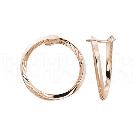 Фото - Серьги конго из рыжего золота с бриллиантами E7022-11668 (803)