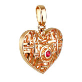 Подвеска сердце из рыжего золота с рубином P3567-4679 (193)