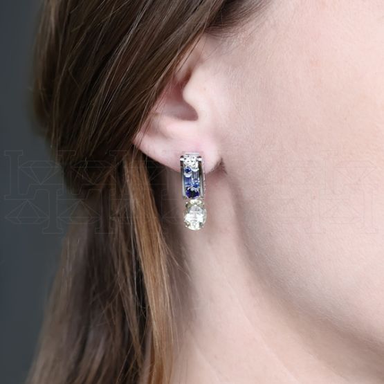 Фото - Серьги из белого золота с цитрином из коллекции "Город порт" E10236-16201 (451)