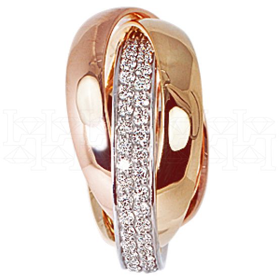 Фото - Кольцо обручальное из цветного золота с бриллиантами из коллекции "тринити" R3535-4246 (244)