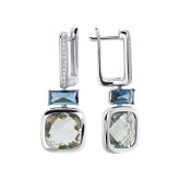Серьги из белого золота с кварцем и бриллиантами из коллекции "Акварель" E7935-16189 (420)