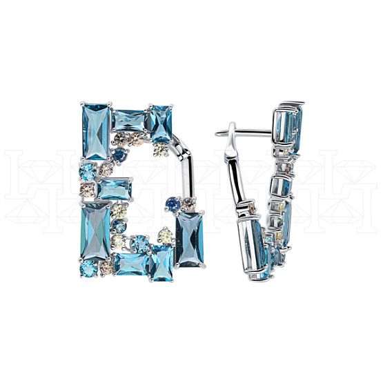 Фото - Серьги из белого золота с цветными сапфирами из коллекции "Акварель" E10016-15692 (420)