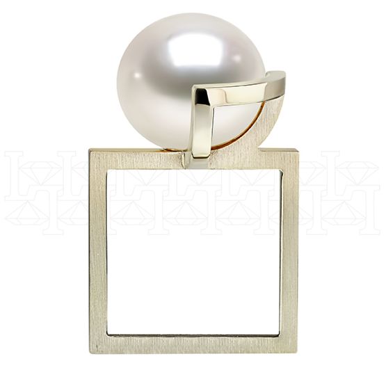 Фото - Кольцо квадратное из белого золота с жемчугом R6362-8508 (663)