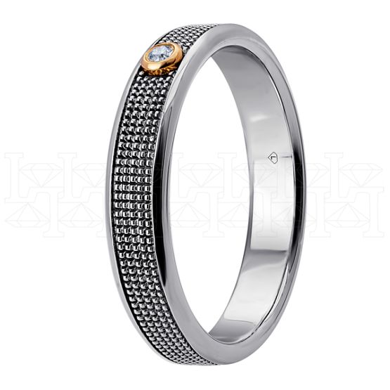 Фото - Кольцо обручальное из белого золота с бриллиантом из коллекции "Обручальные кольца с  одним бриллиантом" VDR.A2691 (243)