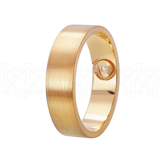 Фото - Кольцо обручальное из рыжего золота с бриллиантом из коллекции "Парные обручальные кольца" R4728-5576 (210)