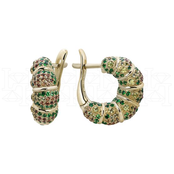 Фото - Серьги из цветного золота с тсаворитами из коллекции "Мутабор" E10064-15866 (762)