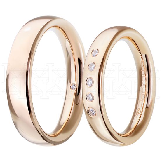 Фото - Кольцо обручальное из рыжего золота с бриллиантами из коллекции "Парные обручальные кольца" R5069-7095 (210)
