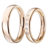 Кольцо обручальное из рыжего золота с бриллиантами из коллекции "Парные обручальные кольца" R5069-7095 (210)