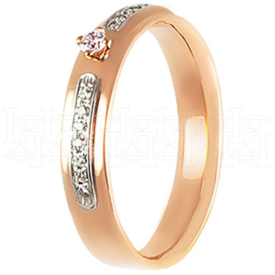 Фото - Кольцо из рыжего золота с бриллиантом из коллекции "Обручальные кольца с дорожкой" R3221-4007 (241)