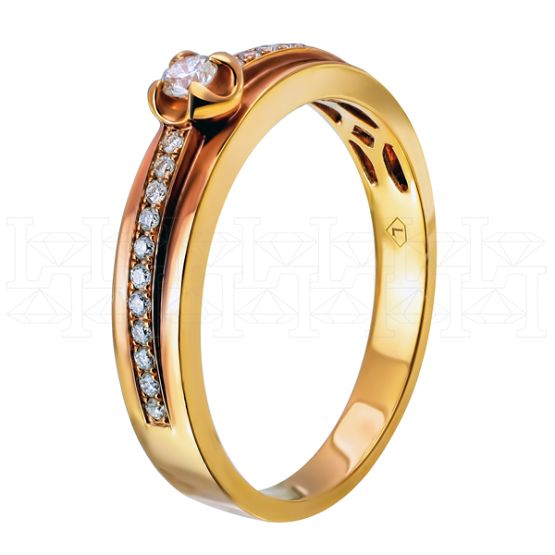 Фото - Кольцо из рыжего золота с бриллиантами из коллекции "Обручальные кольца с дорожкой" R16417 (241)