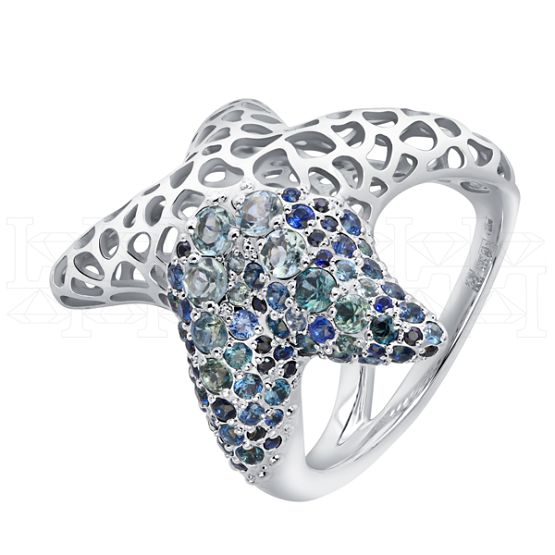 Фото - Кольцо из белого золота с цветными сапфирами R9919-15398 (453)