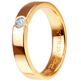 Кольцо обручальное из рыжего золота с бриллиантом из коллекции "Обручальные кольца с  одним бриллиантом" R4036-5938 (243)
