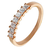 Кольцо обручальное из рыжего золота с бриллиантами из коллекции "Обручальные кольца с дорожкой" R3169-4072 (241)