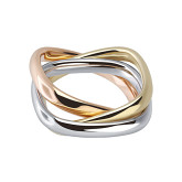 Кольцо квадратное из цветного золота из коллекции "тринити" R9898-15362 (244)