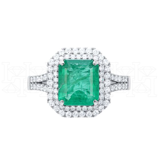 Фото - Кольцо из белого золота с изумрудом и бриллиантами из коллекции "580" R10256-16334 (580)