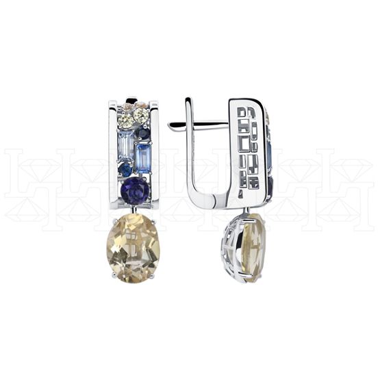 Фото - Серьги из белого золота с цитрином из коллекции "Город порт" E10236-16201 (451)