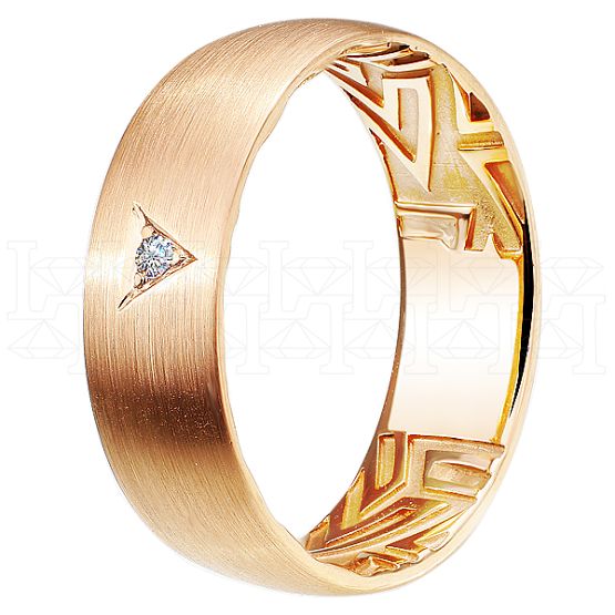 Фото - Кольцо обручальное из рыжего золота с бриллиантом из коллекции "Обручальные кольца с  одним бриллиантом" R4122-4773C (243)