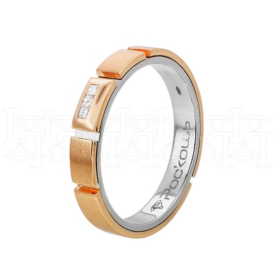 Фото - Кольцо обручальное из рыже-белого золота с бриллиантами из коллекции "Парные обручальные кольца" R4681-5622 (210)