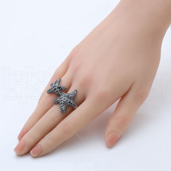 Фото - Кольцо из белого золота с цветными сапфирами R9914-15392 (453)