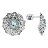 Серьги пуссеты из белого золота с бериллами из коллекции "786" G10077-15830 (786)