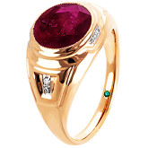 Кольцо из рыжего золота с рубином и бриллиантами из коллекции "Талисман" R2918-3526 (331)
