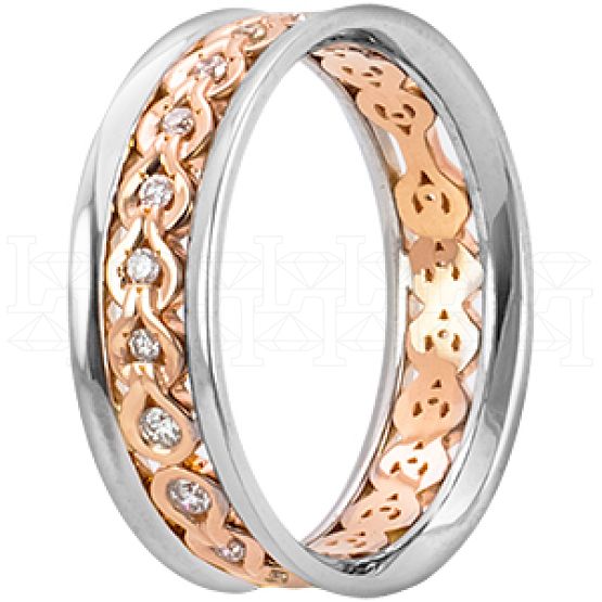 Фото - Кольцо обручальное из цветного золота с бриллиантами из коллекции "Обручальные кольца с дорожкой" R3223-3951 (241)