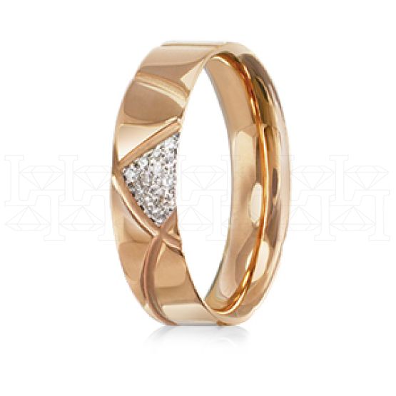 Фото - Кольцо обручальное из рыжего золота с бриллиантами из коллекции "Парные обручальные кольца" R4009-4747 (210)