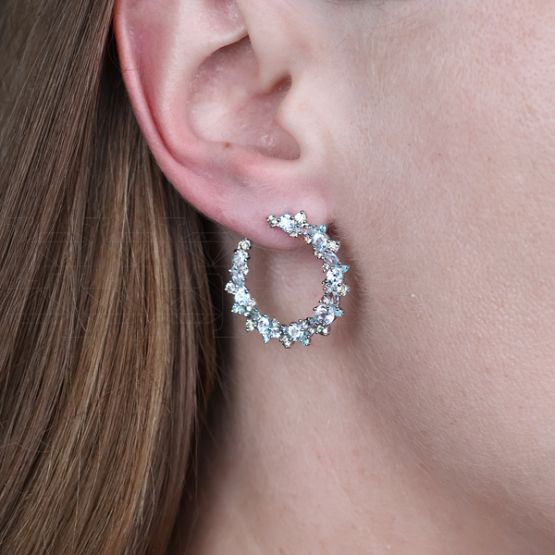 Фото - Серьги конго из белого золота с аквамаринами из коллекции "Акварель" E10029-15714 (420)