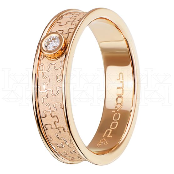 Фото - Кольцо обручальное из белого золота с бриллиантом из коллекции "Парные обручальные кольца" R5094-7258 (210)