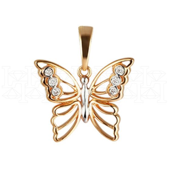Фото - Подвеска бабочка из белого золота с бриллиантами из коллекции "196" P2997-4902 (195)