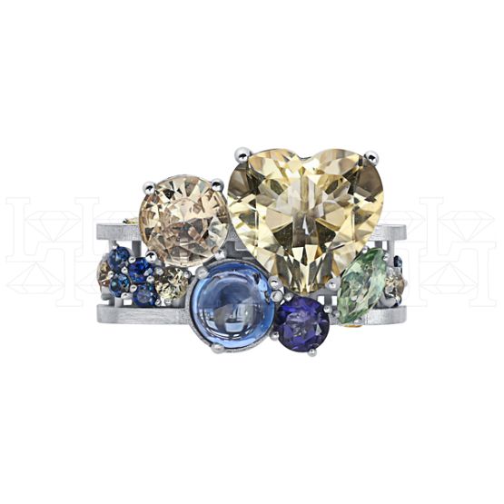 Фото - Кольцо квадратное из белого золота с цитрином из коллекции "Город порт" R10235-16194 (451)