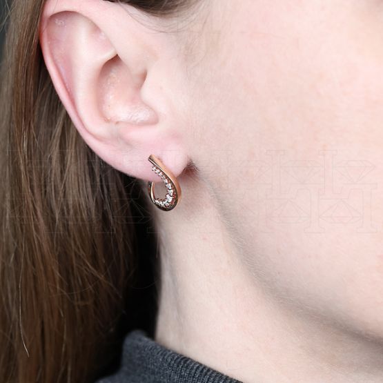 Фото - Серьги из рыжего золота с бриллиантами из коллекции "Чистая линия" E8797-12566 (781)