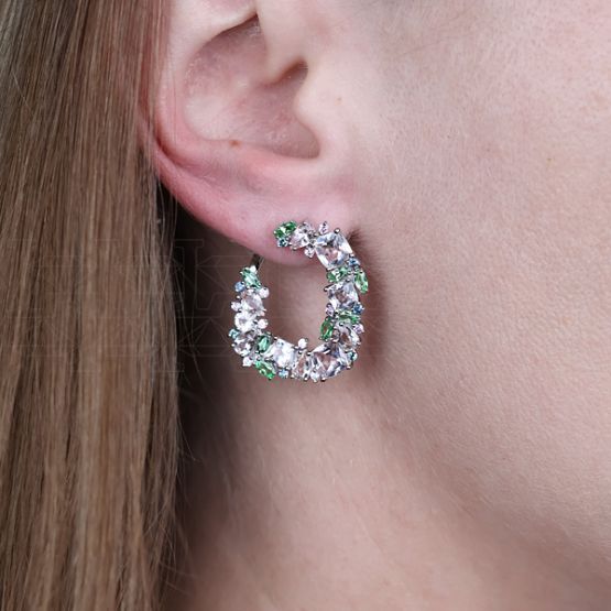 Фото - Серьги конго из белого золота с бериллами из коллекции "Акварель" E10024-15709 (420)