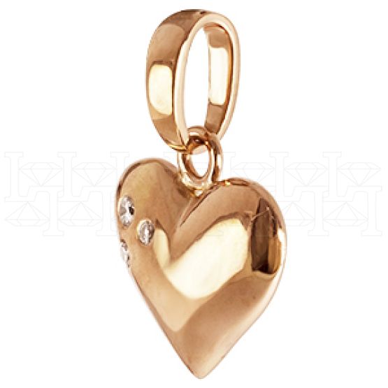 Фото - Подвеска сердце из рыжего золота с бриллиантом P3948-4586 (193)