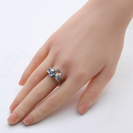 Фото - Кольцо квадратное из белого золота с цитрином из коллекции "Город порт" R10235-16194 (451)