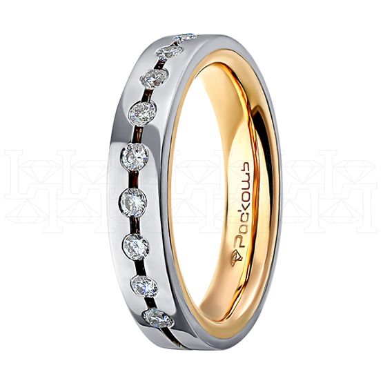 Фото - Кольцо из цветного золота с бриллиантами из коллекции "Обручальные кольца с дорожкой" R3859-4769 (241)