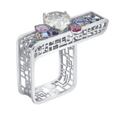 Кольцо квадратное из белого золота с цитрином из коллекции "Город порт" R10237-16202 (451)