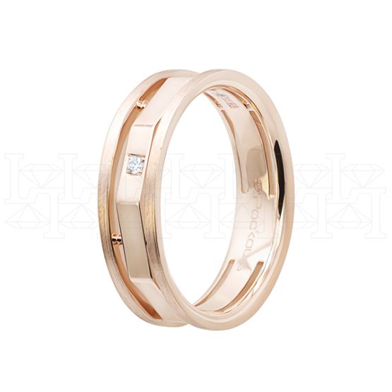 Фото - Кольцо из рыжего золота с бриллиантом из коллекции "Парные обручальные кольца" R7960-10978 (210)