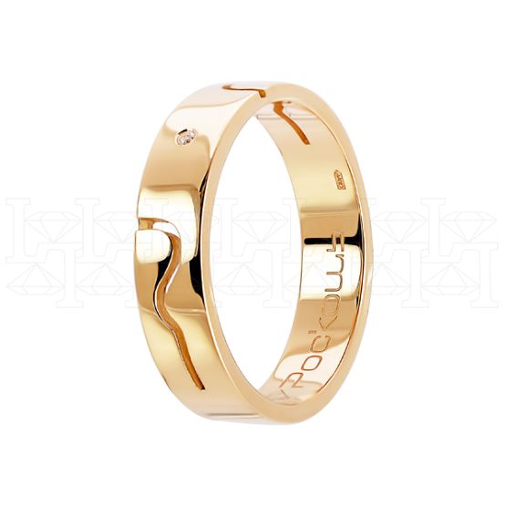 Фото - Кольцо обручальное из рыжего золота с бриллиантом из коллекции "Парные обручальные кольца" R3997-4731 (210)