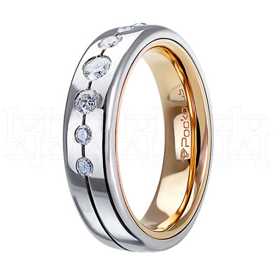 Фото - Кольцо обручальное из цветного золота с бриллиантами из коллекции "Обручальные кольца с дорожкой" R3860-4770 (241)