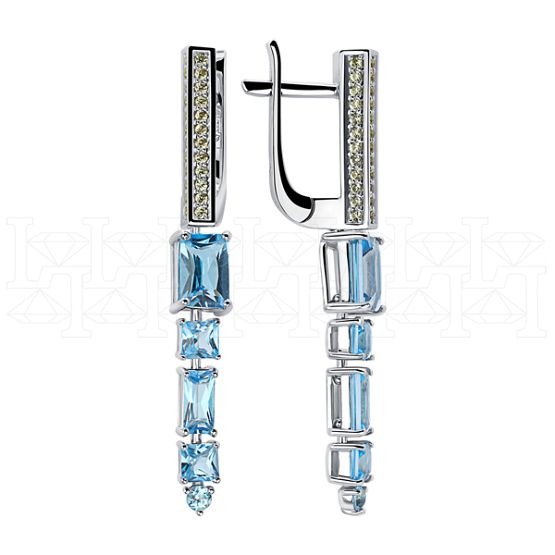 Фото - Серьги длинные из белого золота с топазами из коллекции "Акварель" E9025-16122 (420)
