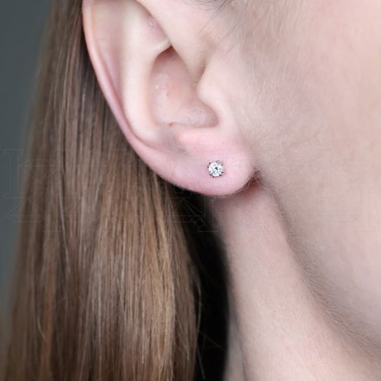 Фото - Серьги пуссеты из белого золота с бриллиантами из коллекции "140" G10149-16060 (140)