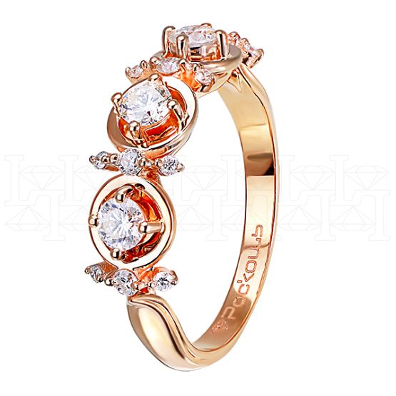 Фото - Кольцо из рыжего золота с бриллиантами из коллекции "Обручальные кольца с дорожкой" R2863-3865 (241)